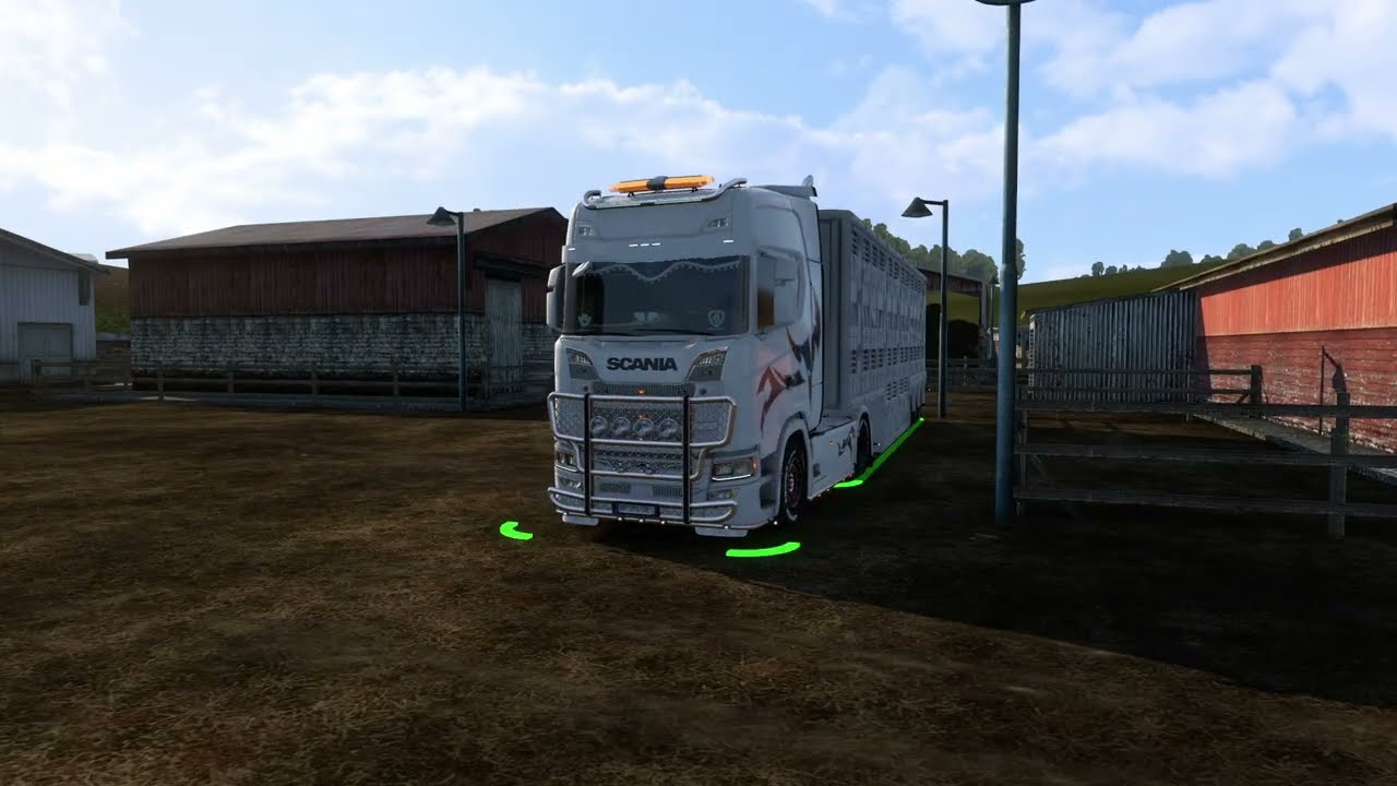ets 2 livraison cochons vivants Paris à Reims 208 km Scania S730 V8 open pipe
