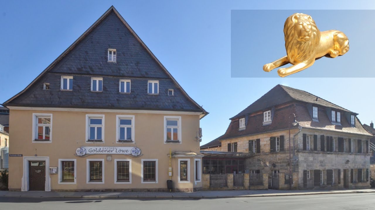 Gaststätte und Hotel Goldener Löwe in Bayreuth März 2019 und damals