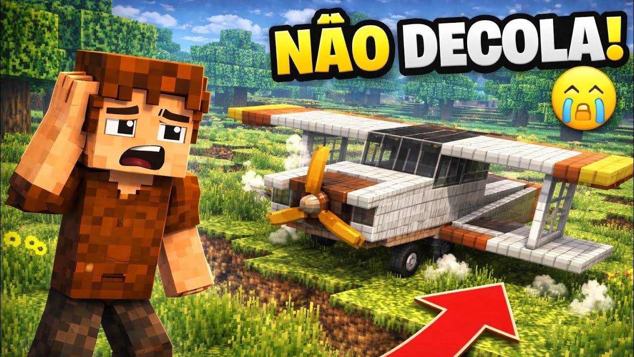 Tentei Fazer um AVIÃO no Minecraft… Mas Ele Não Decolou 😭✈️