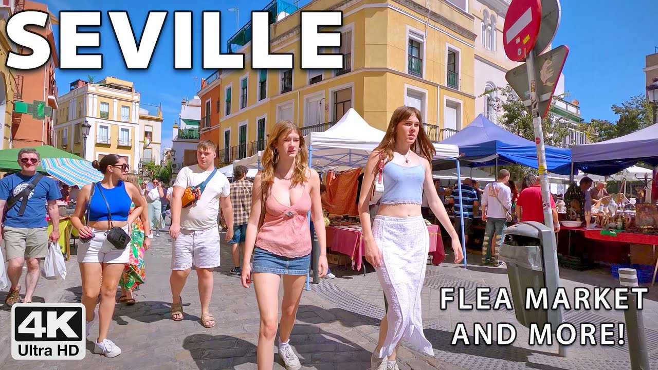 From Seville's Giant Setas🍄 to Feria's Flea Market & San Luis | 4K UHD Virtual Walking Tour Spain