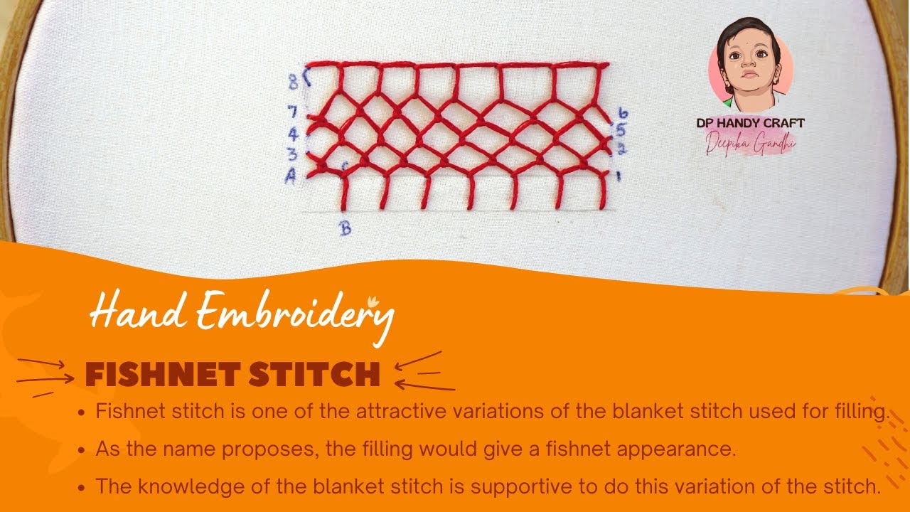 Hand embroidery : Fishnet stitch