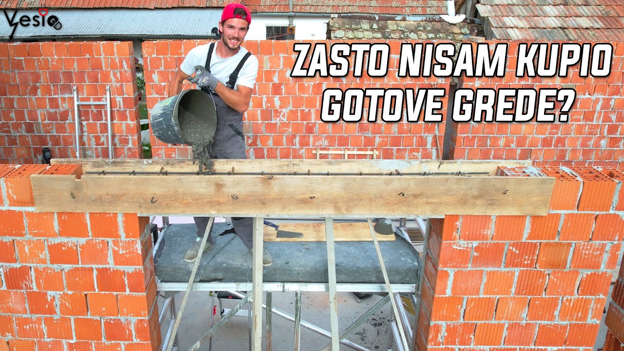 Izlivanje betona iznad vrata i prozora