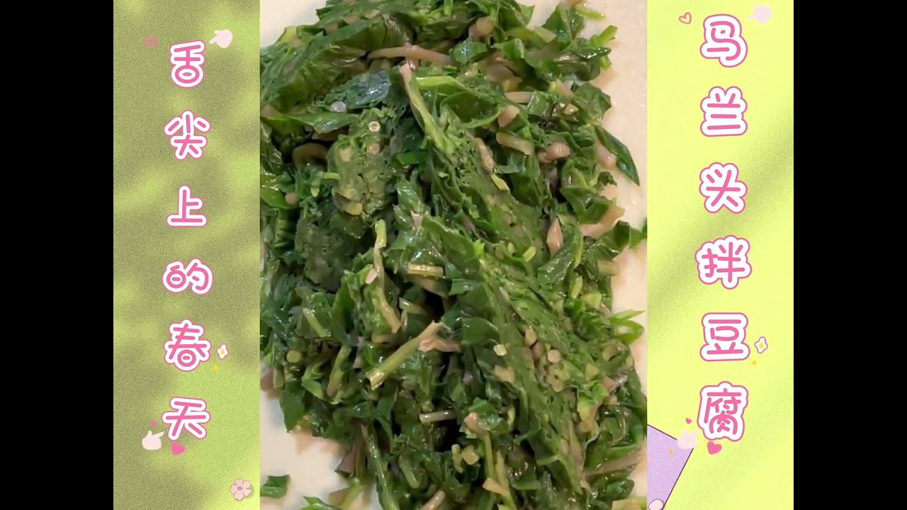 我爱美食 第7期：舌尖上的春天&mdash;马兰头拌豆腐，自己种的马兰头，格外清香，健康营养！