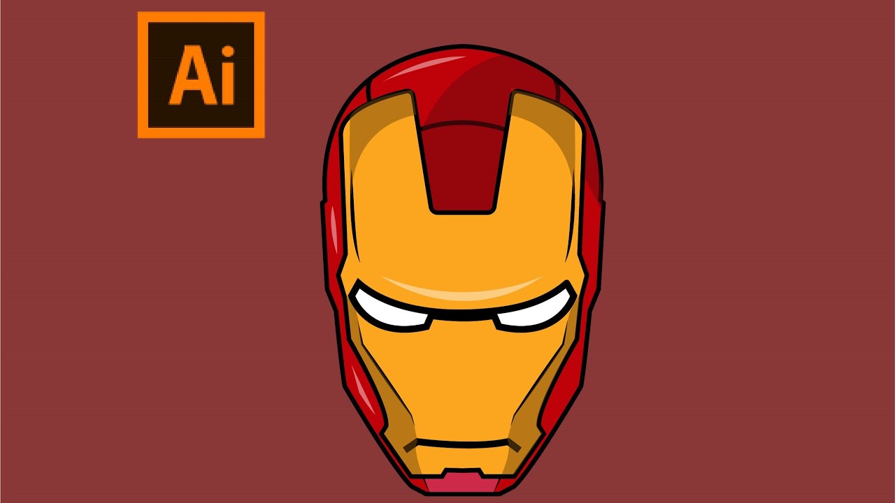 How to make IRON MAN Helmet Mask (Image to Vector) - Adobe Illustrator Tutorial