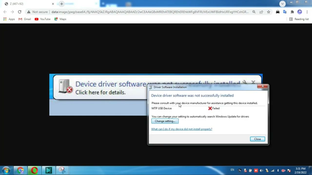 Device driver software was not successfully installed Windows 7 || MTP USB Device Driver Failed Fix