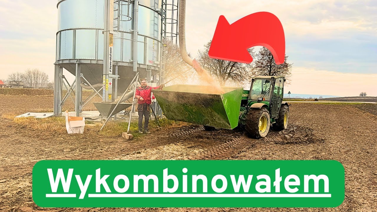 Załadunek pszenicy w błocie...