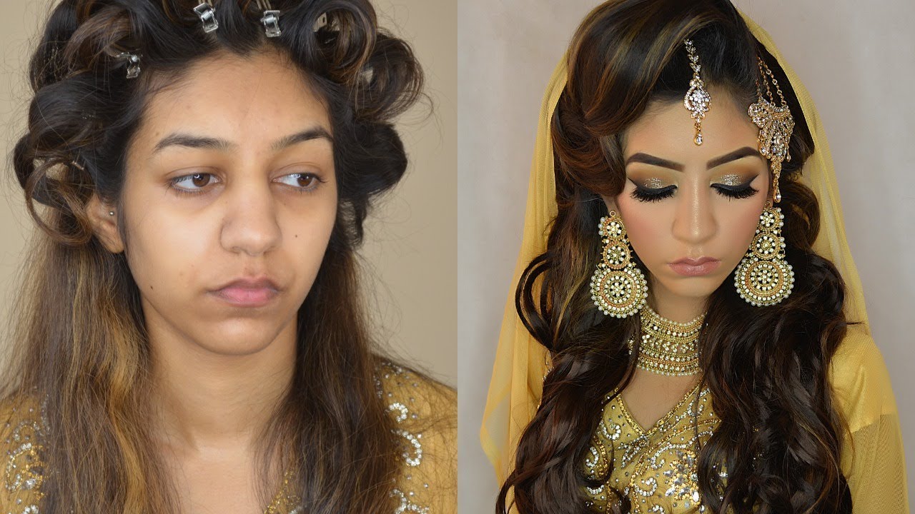 Glamorous asian bridal hair makeup glitter eyes Salma Akhtar MUA Glam