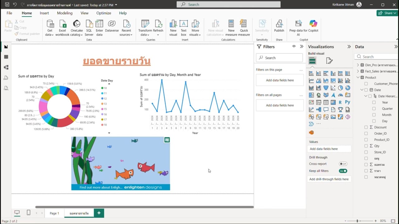 สอนการใช้ Power BI - การจัดการข้อมูลยอดขายร้านกาแฟ