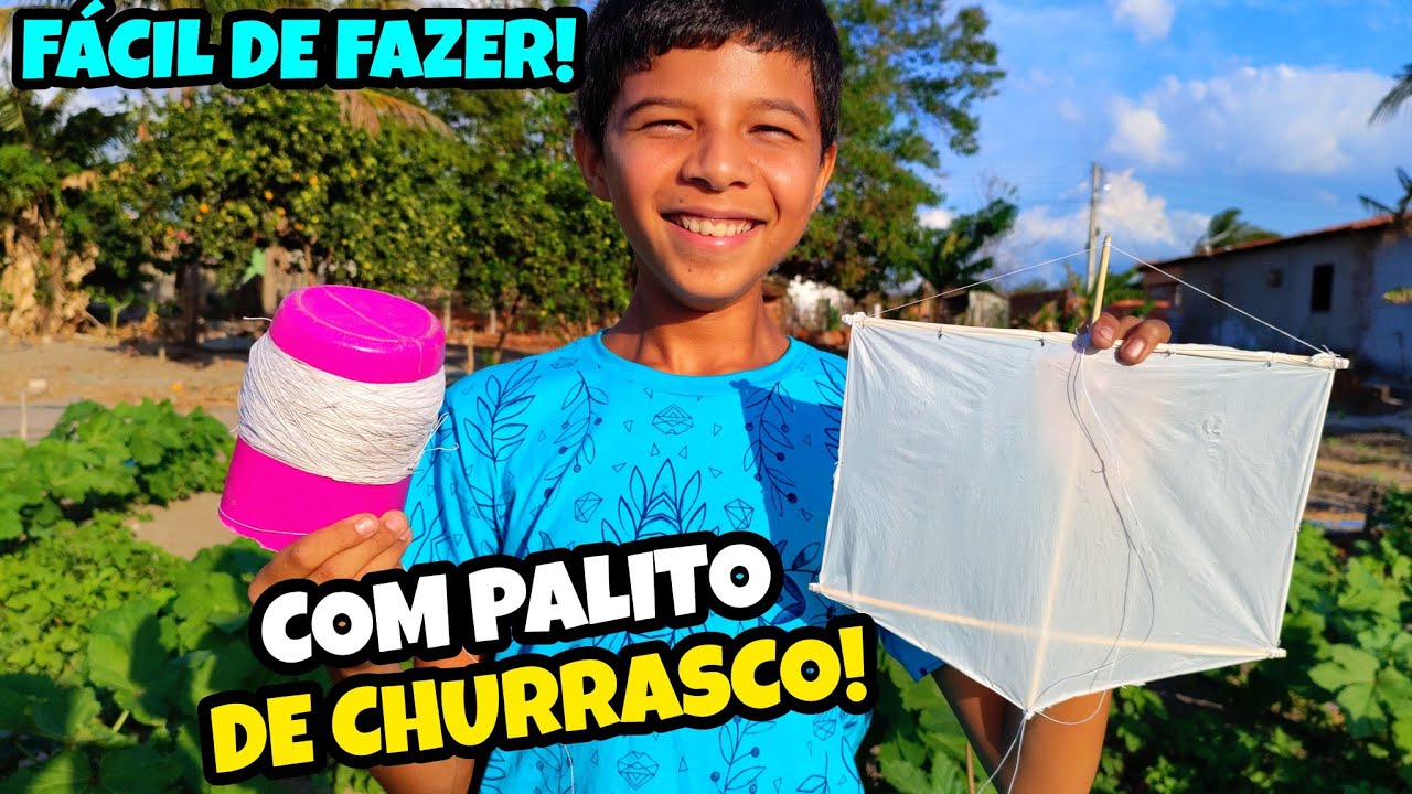 COMO FAZER UMA PIPA COM PALITO DE CHURRASCO E SACOLA QUE VOA MUITO