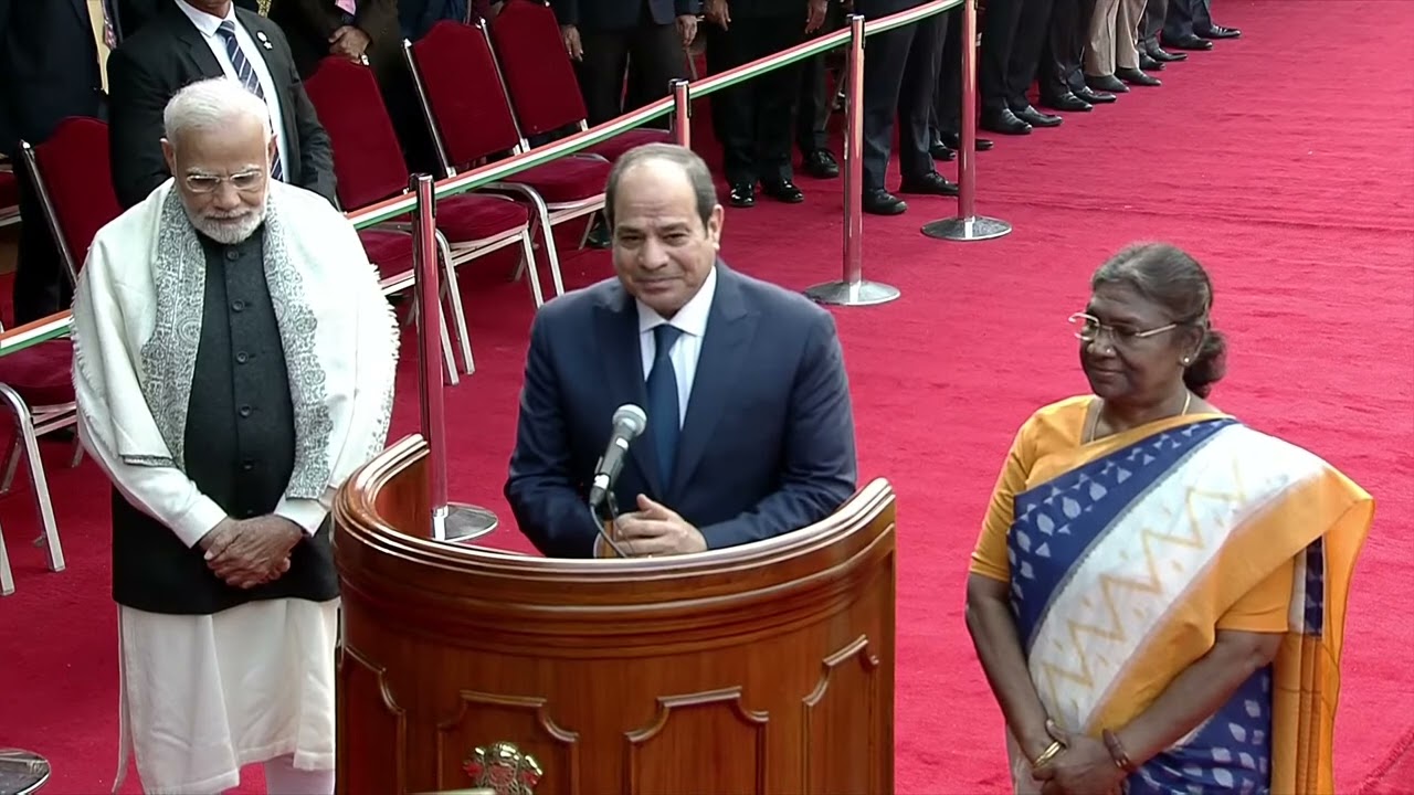 Ceremonial welcome of President Abdel Fattah El-Sisi of Egypt at Rashtrapati Bhavan