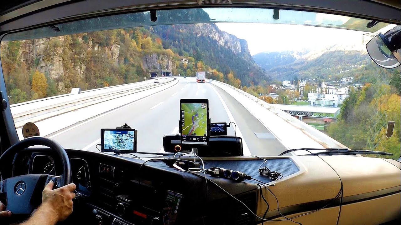 POV truck Driving Mercedes Actros. Switzerland🇨🇭 (Part 2) San Gottardo - Basel.