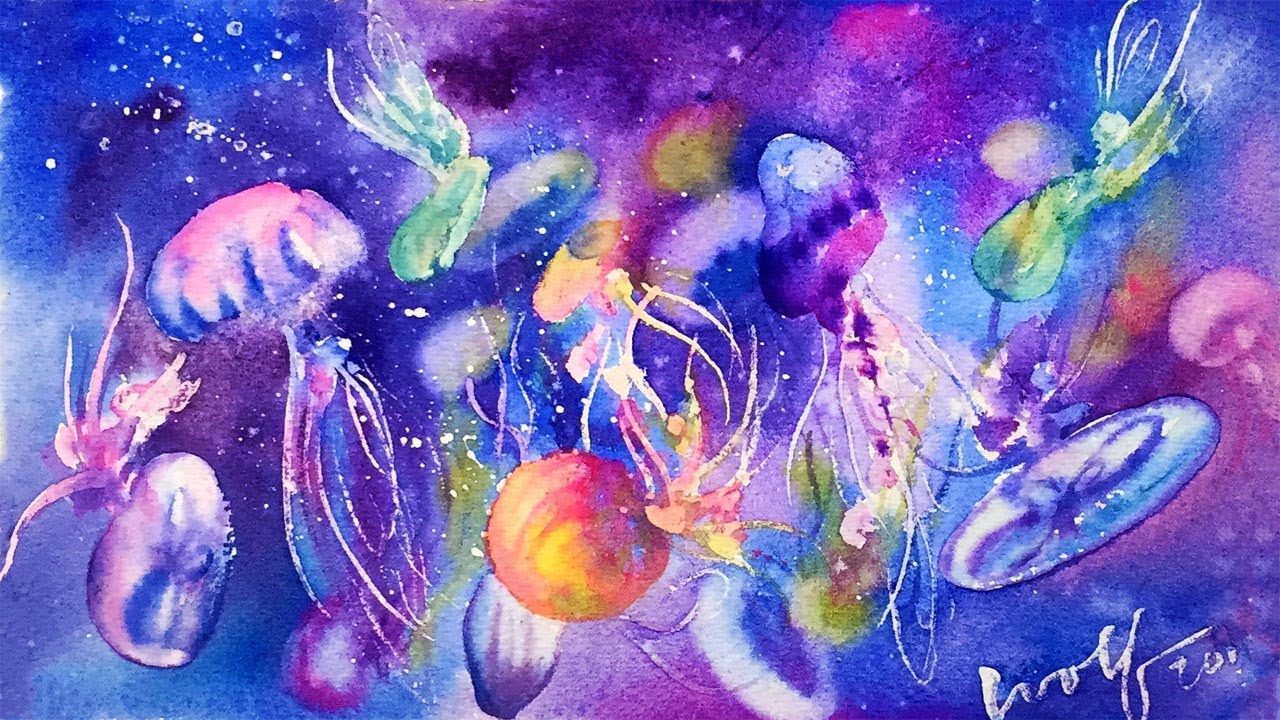 Watercolor Jellyfish Painting Demonstration