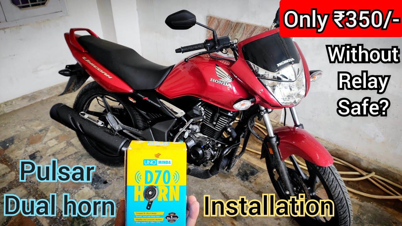 Dual Pulsar Horn Installation on Bike (Honda Unicorn) without Relay| DIY Uno Minda D70