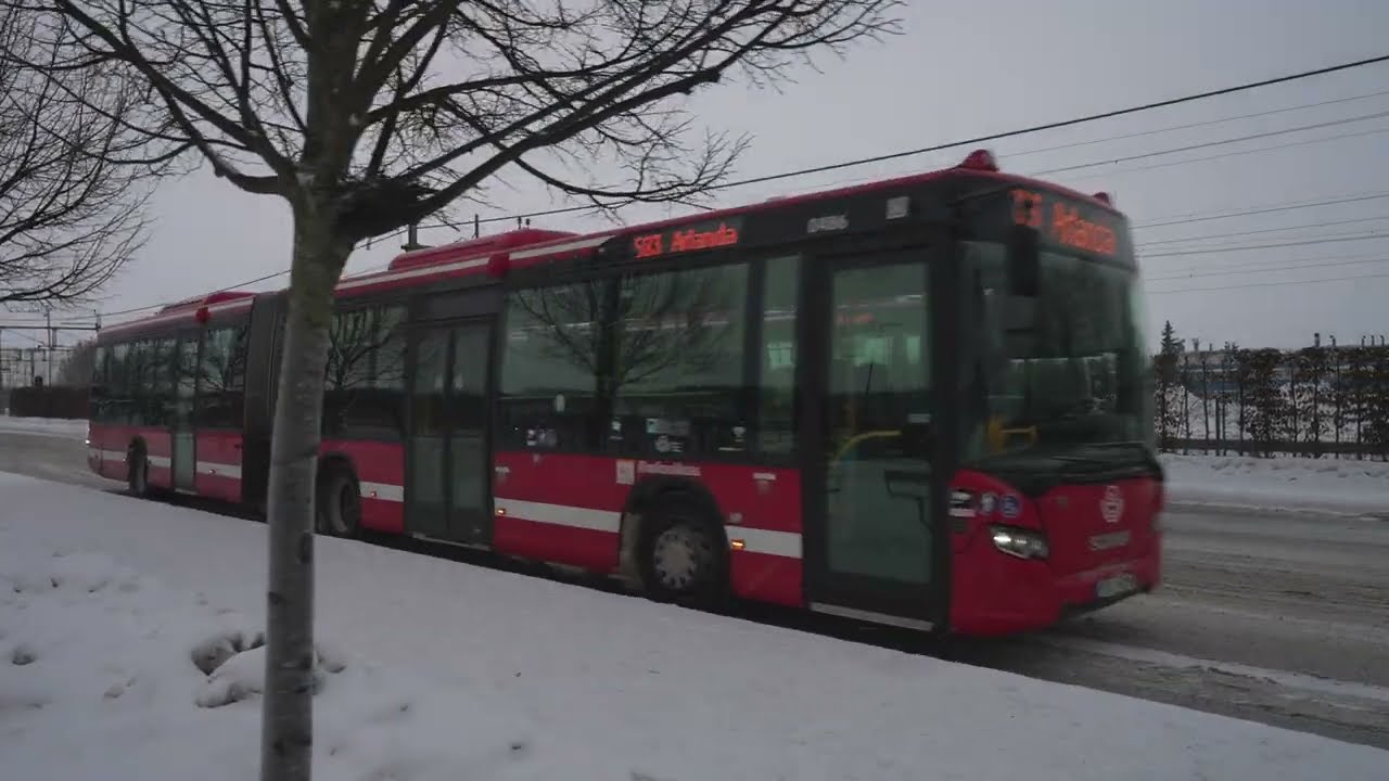 Sweden, Stockholm, bus 583 ride from Märsta Train Station, to Arlanda Airport