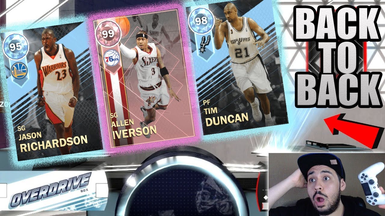 BACK TO BACK DIAMOND PULLS IN OVERDRIVE PACKS! NBA 2K18 MYTEAM PACK OPENING