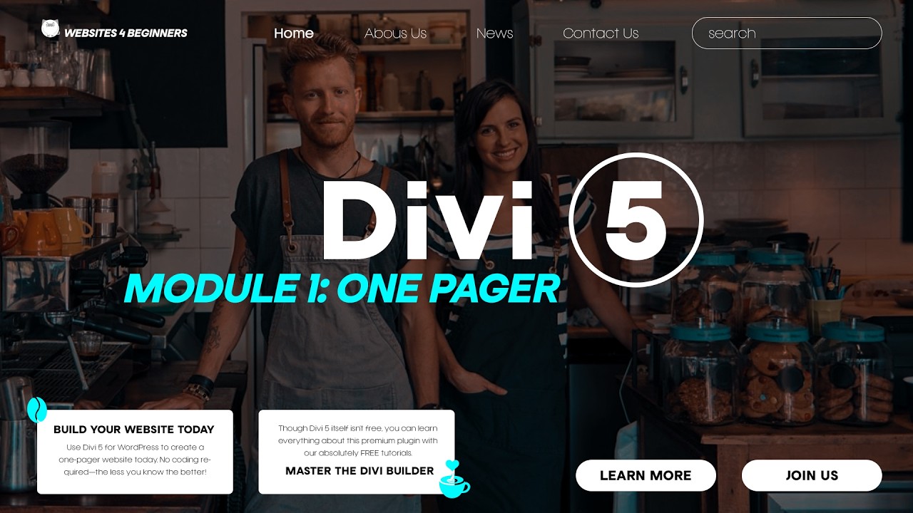 Divi 5 for Beginners: Module 1&mdash;Create a One-Pager Landing Page from scratch | WordPress 2026