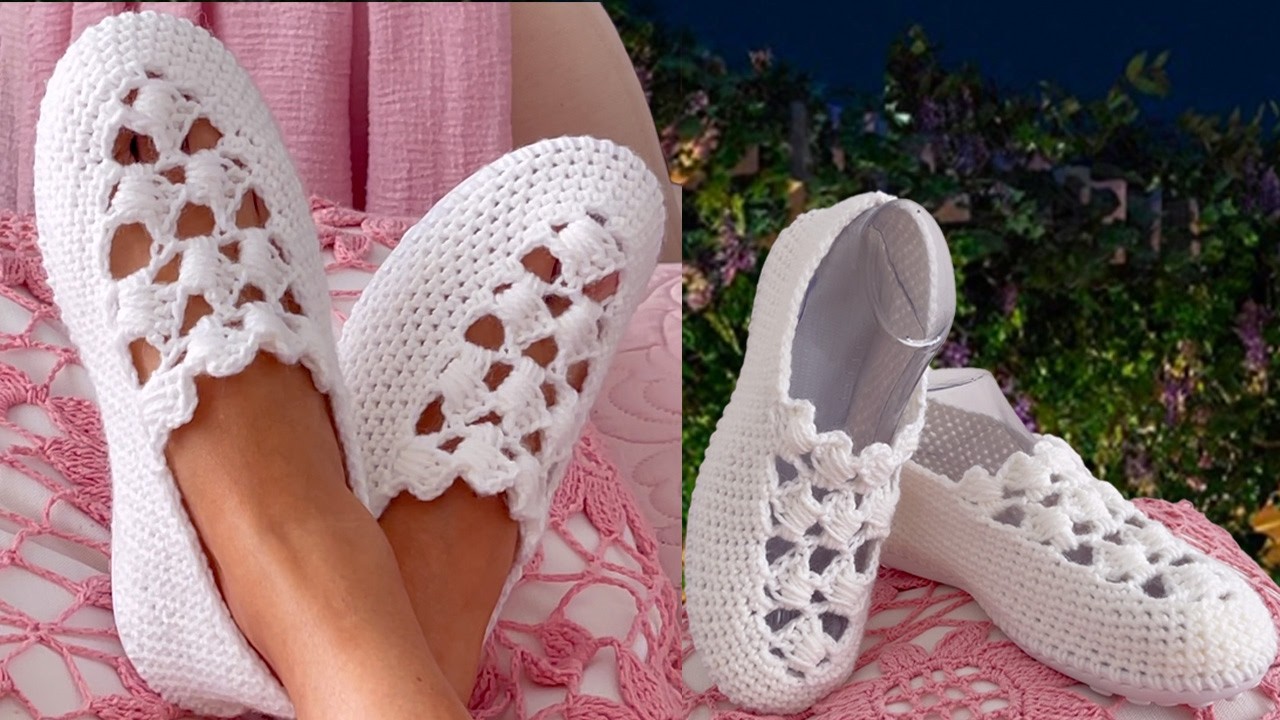 Como hacer Zapatos Pantuflas Zapatillas a Crochet con Suela