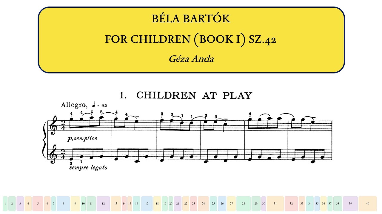 Bartók, For Children Book I (after Hungarian Folksongs), Sz.42  (Géza Anda)