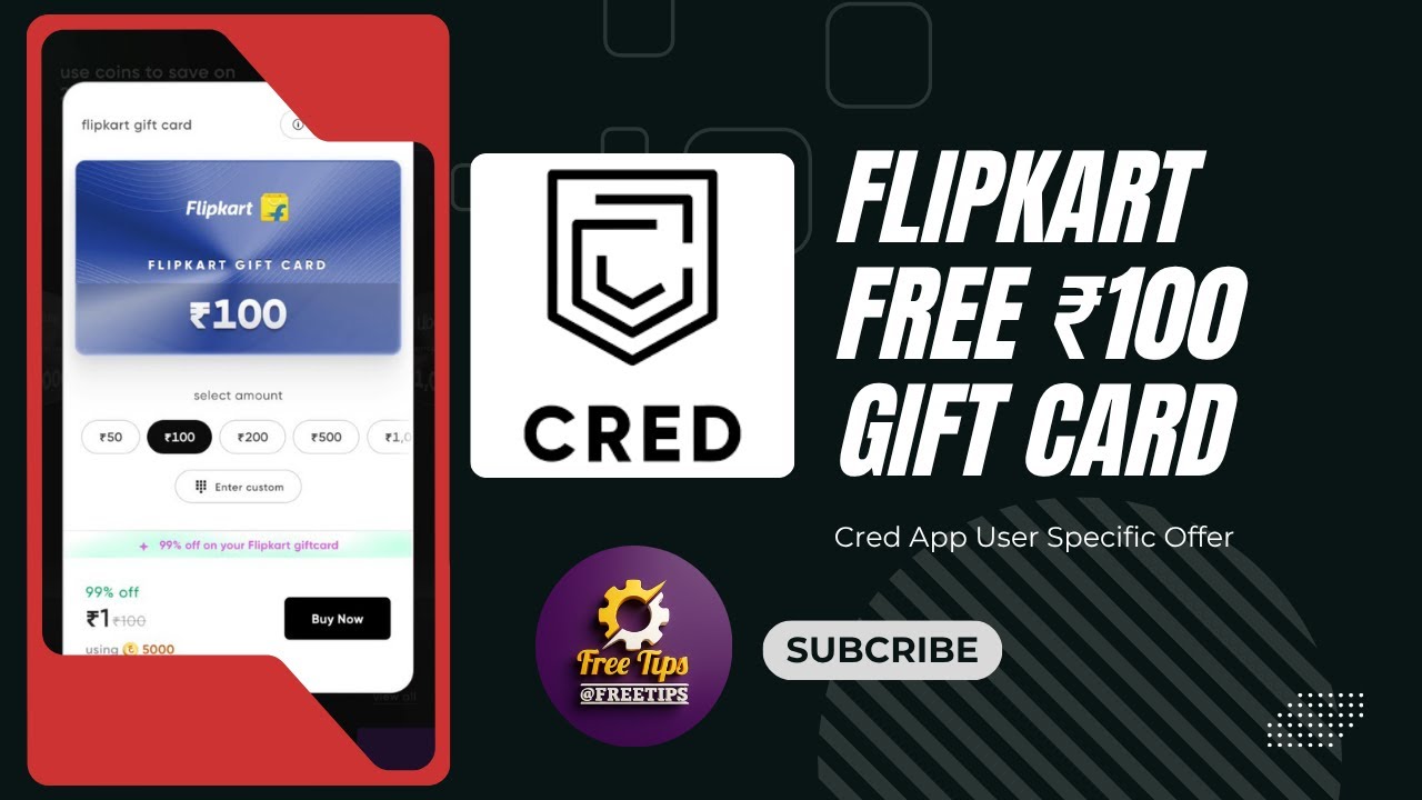 Cred App Free Flipkart ₹100 Gift Card Offer #2025 #credapp #flipkartgiftcard