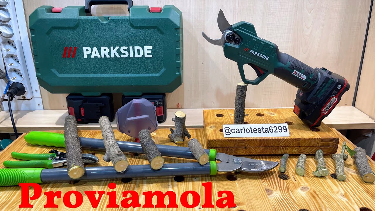 Parkside forbice per potare a batteria 20 V unboxing recensione e test tagliarami ricaricabile PAAS 