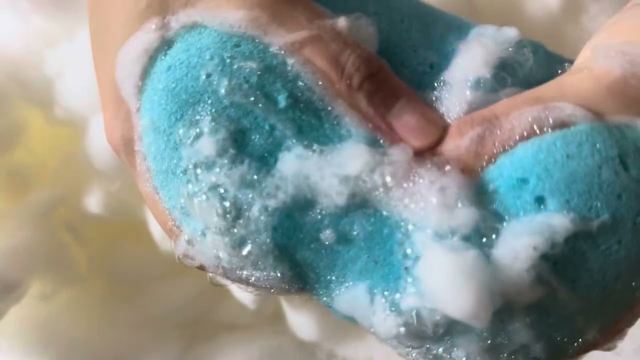 【ASMR】Before rinsing🩵Squeeze the foam out of sponges🩵🤍すすぎ前準備🩵スポンジから泡を絞りとる音🩵🤍