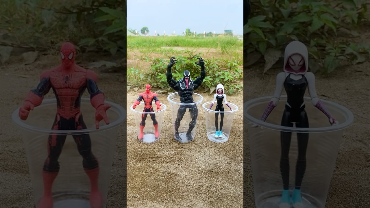 Spiderman vs Venom vs Spider Gwen want to relax | Marvel toys