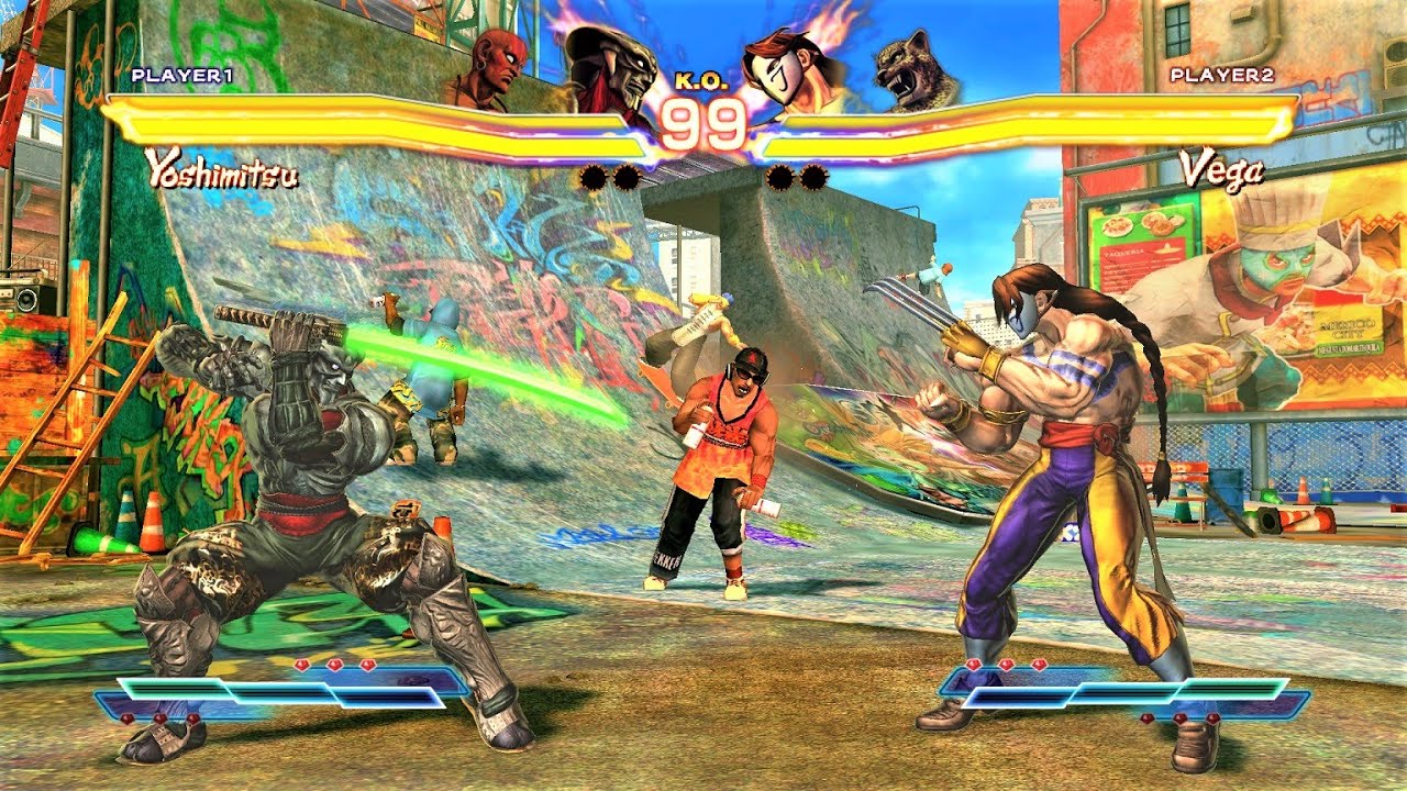 Yoshimitsu & Dhalsim vs Vega & King (Hardest AI) - Street Fighter X Tekken