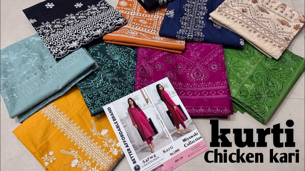 Safwa Chikenkari Kurti Embroidery designs | kurti Collection 2024 | Zainab Cloth