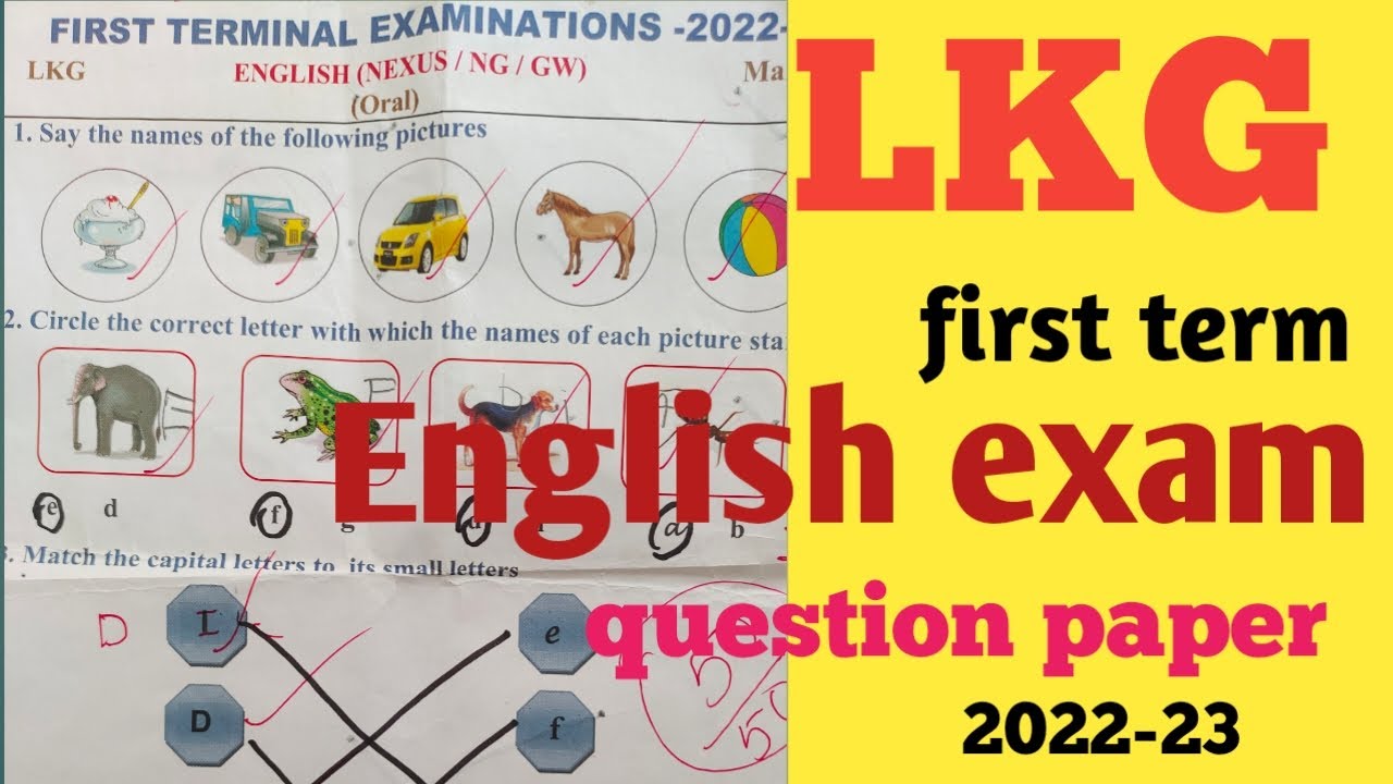 Lkg English exam question paper 2022-23||first term