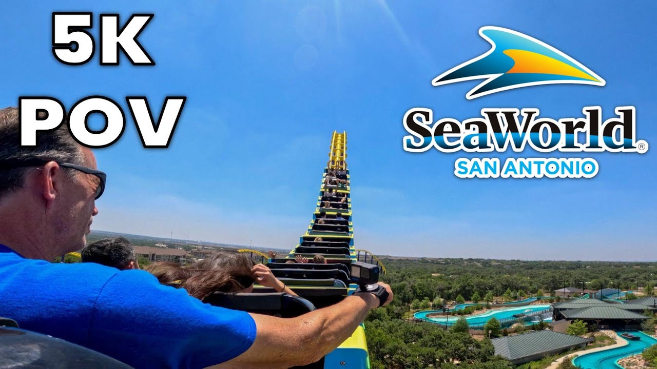Steel Eel Back Row POV [5K] | SeaWorld San Antonio 2024