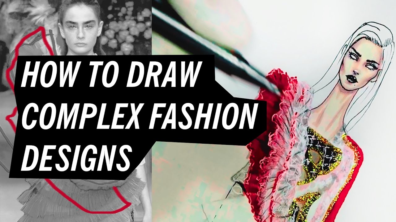 HOW TO DRAW COMPLEX FASHION DESIGNS | Fashion Drawing