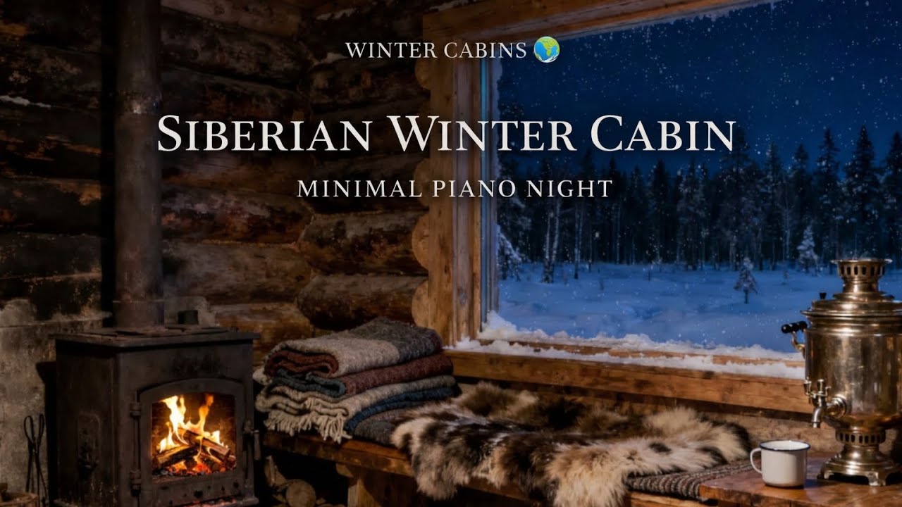 Siberian Winter Cabin Night ❄️ Deep Fireplace Ambience for Sleep (3 Hours)