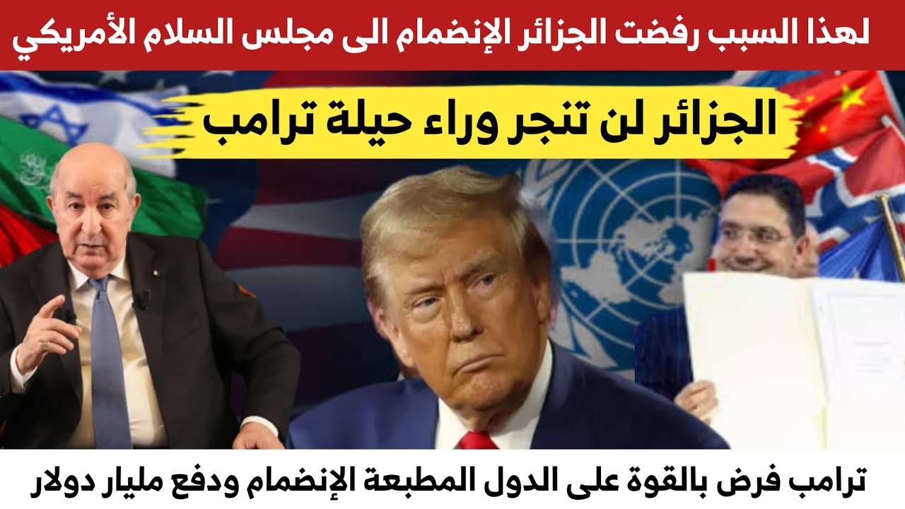 لهذا السبب رفضت الجزائر الإنضمام الى مجلس السلام الذي فرضه الرئيس ترامب على الدول المطبعة