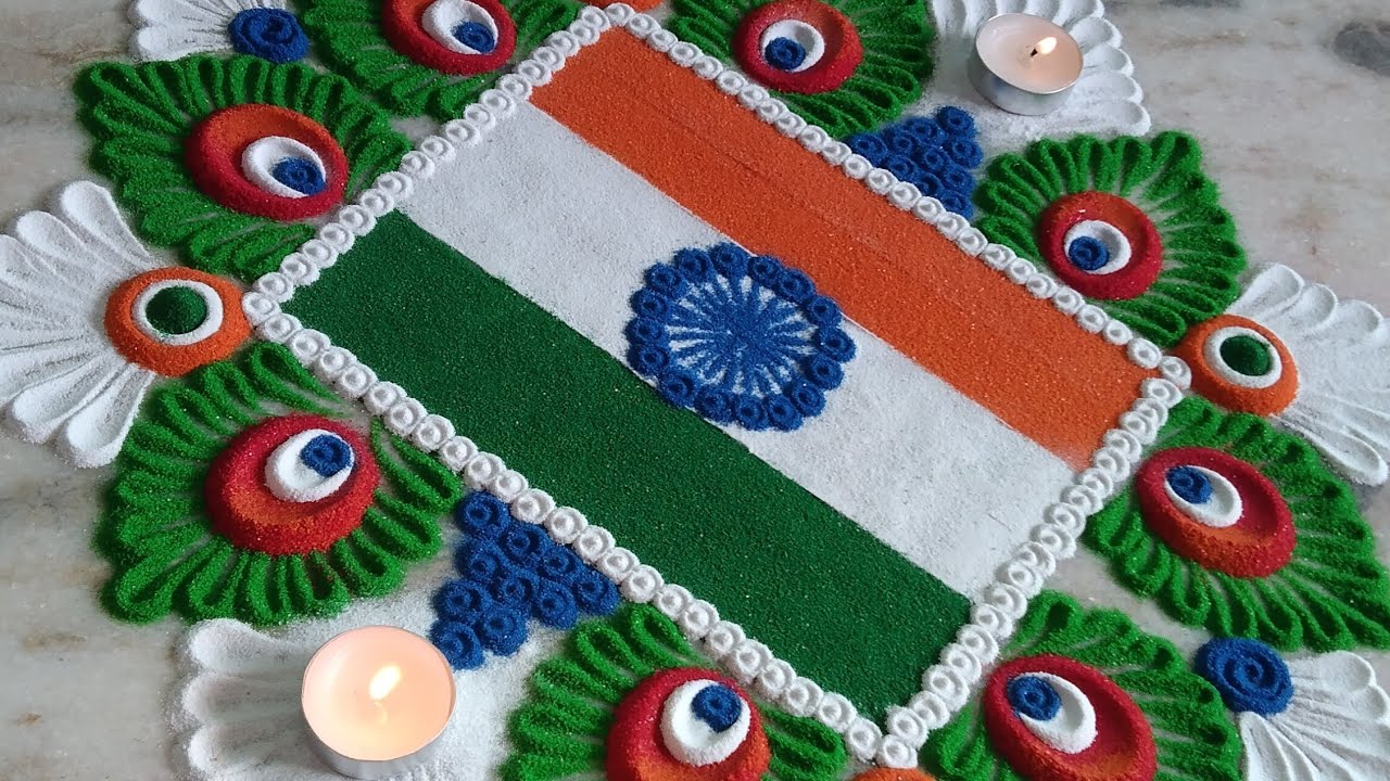 #प्रजासत्ताक दिन २०२६ विशेष रांगोळी 🇮🇳 #26 january rangoli design #Tricolour rangoli 