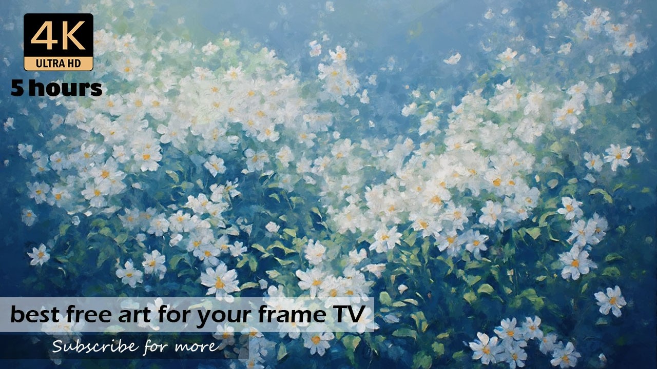 Relaxing White Flower Field | 4K Frame TV Art | 5 Hours Ultra HD Nature Ambience