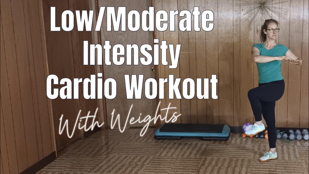 Low to Moderate Intensity Cardio Workout //Full Body //With Weights // Exercise At Home // Burn Fat