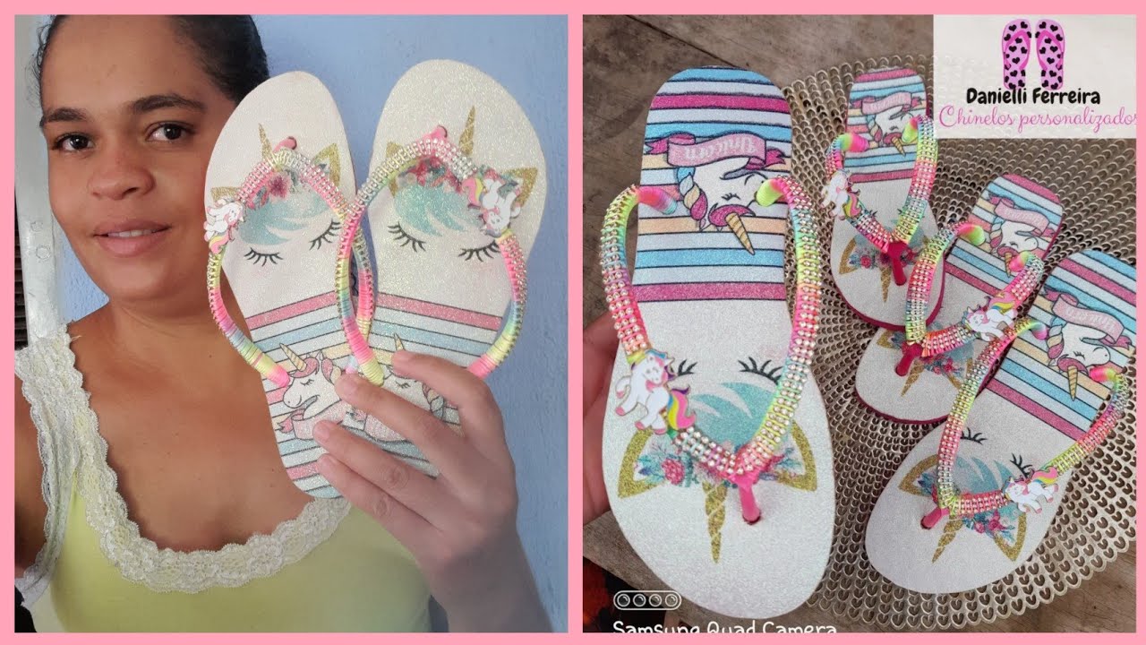 Chinelo Personalizado unicórnio - Danielli Ferreiraa