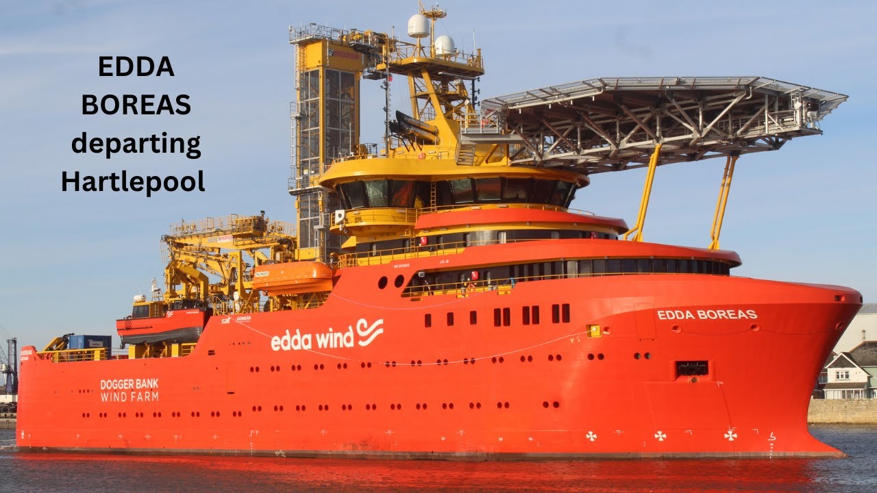 Work/Repair Vessel EDDA BOREAS Departing Hartlepool Irvine's Quay for DoggerBank Wind Farm