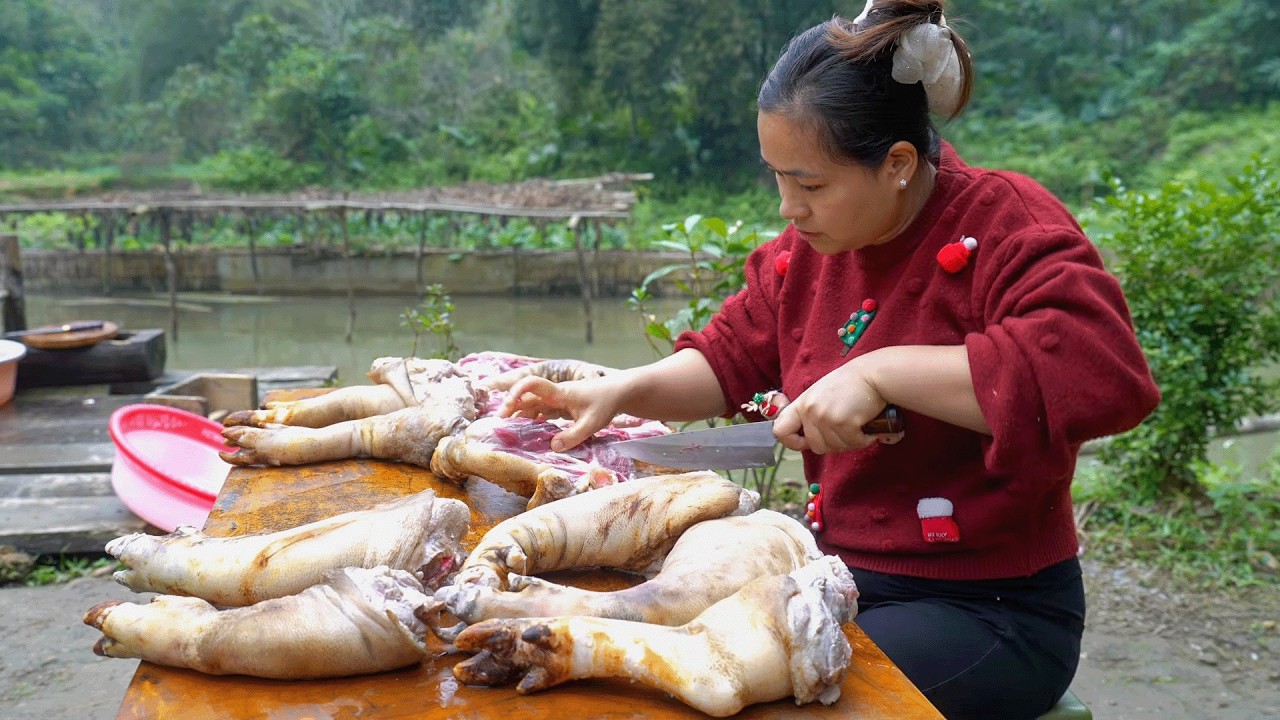 Traditional Farm Cooking | Pork Leg Dishes and Market Selling