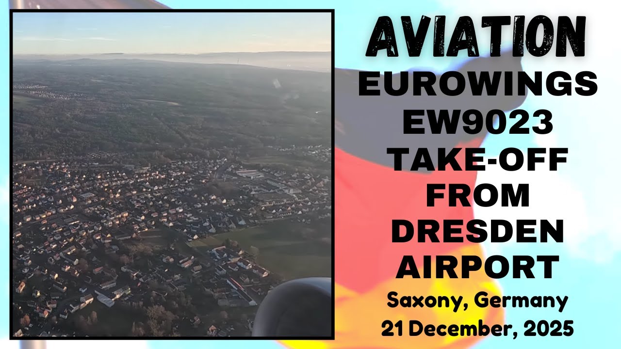 Рейс Eurowings EW9023 взлетает из аэропорта Дрездена, Саксония, Германия, 21 декабря 2025 года.