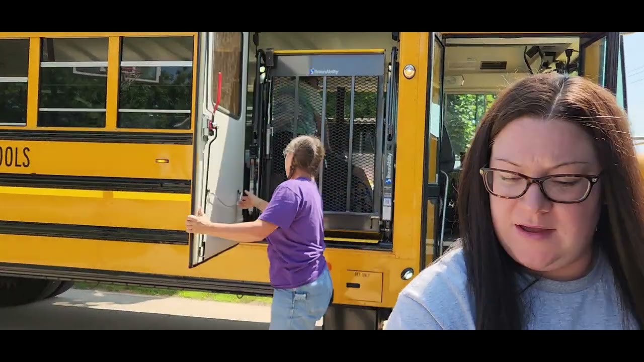 Sam home from school & off the school bus lift 8.4.23 last day of summer school @onthatnote