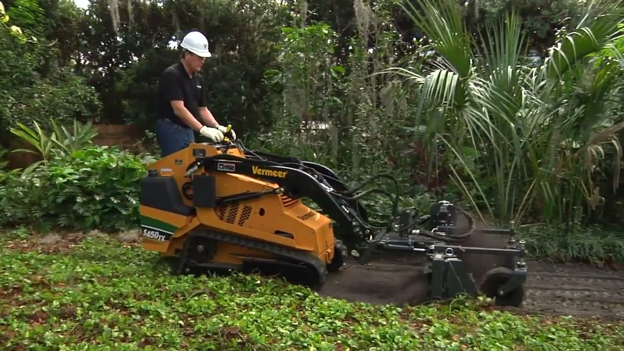 Vermeer S450TX Mini Skid Steer Loader and Harley Power Rake