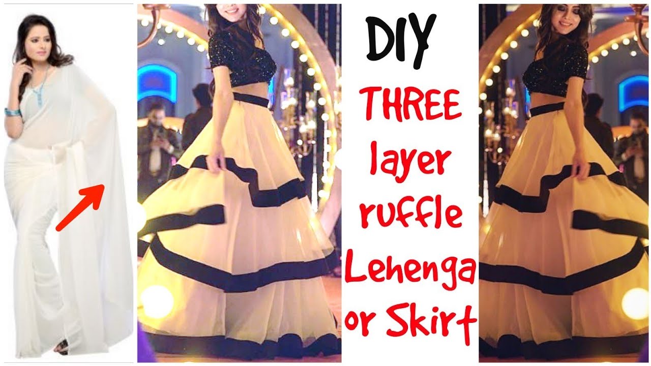 DIY: How to Make Three Layer Lehenga लेहंगा /skirt in 10 minutes