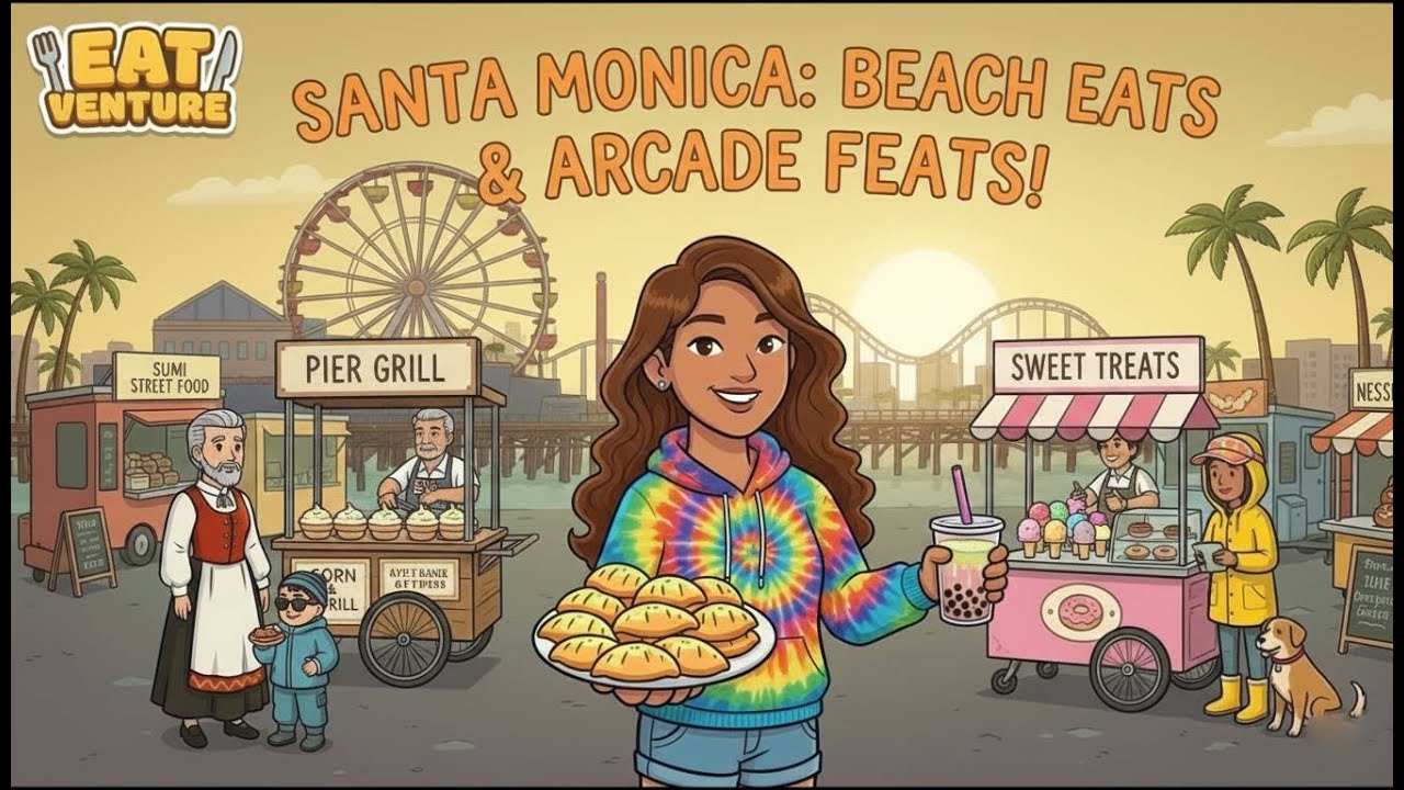 Santa Monica: PIER PARTY PANIC! 🎡 The Ultimate Beach Buffet! #SantaMonica #khelxasplays #eatventure