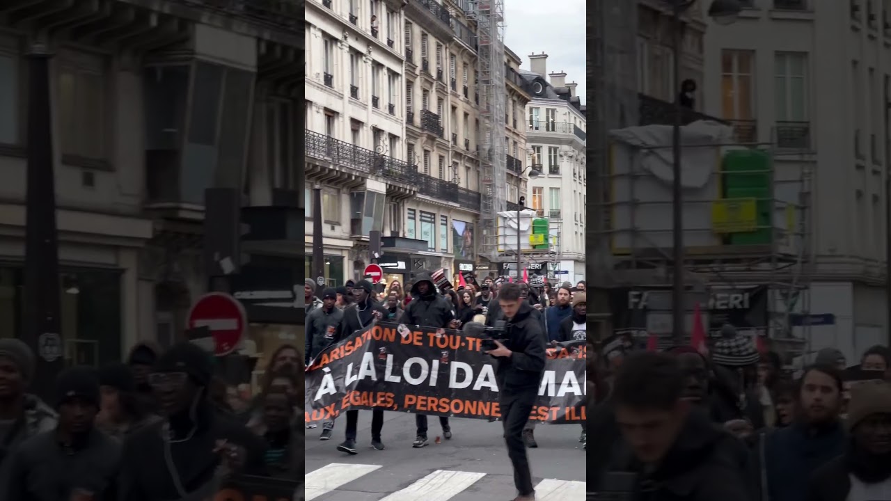Illegal immigrants protest in Paris.          #viral #shortsviral #shortsyoutube #paris #protest