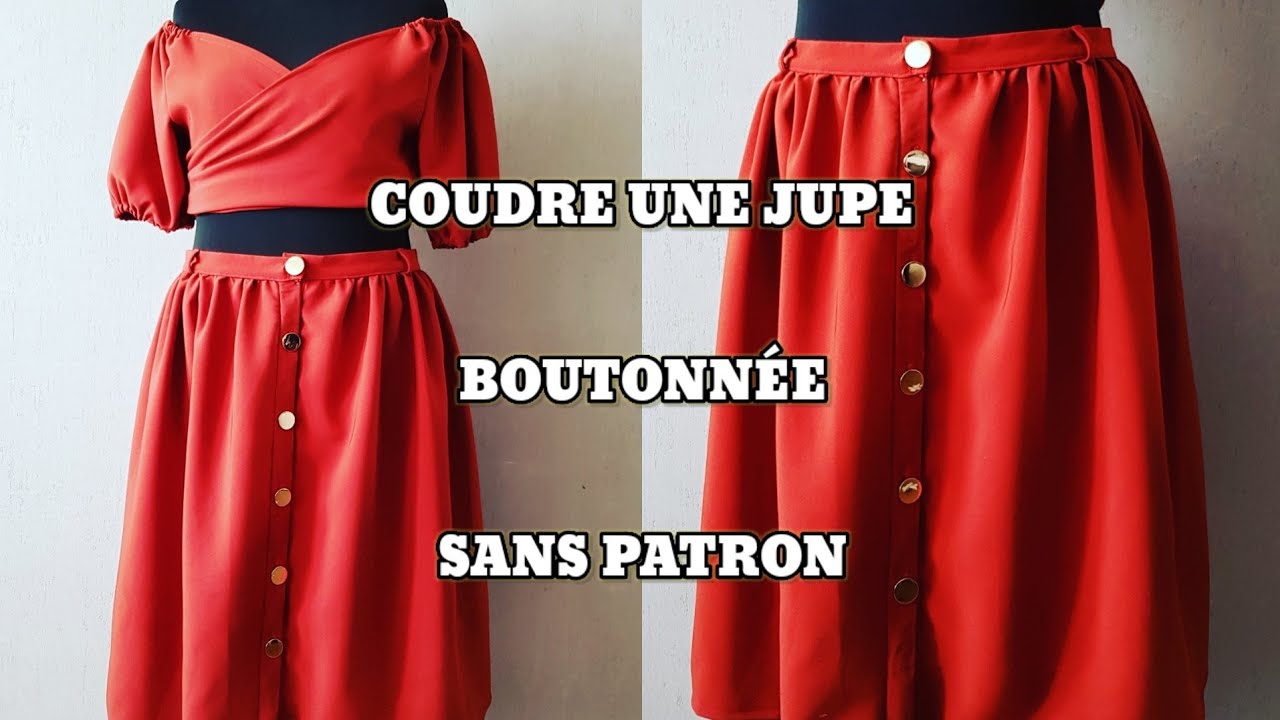 TUTO/DIY: COUDRE UNE JUPE BOUTONNÉE SANS PATRON