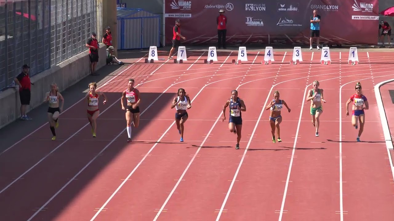 Women 45　100m Final　Lyon2015　Masters Athletics Championships