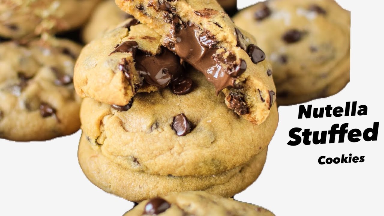 Nutella stuffed Cookies|  Recipe in Description food #cookies#viral#chef#bakery 