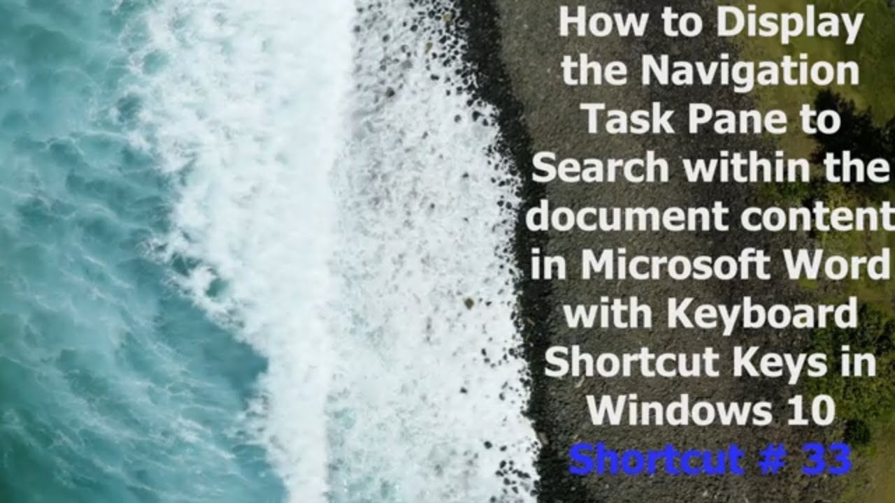 How to Display the Navigation Task Pane with Keyboard | Microsoft Word Keyboard Shortcut for Windows