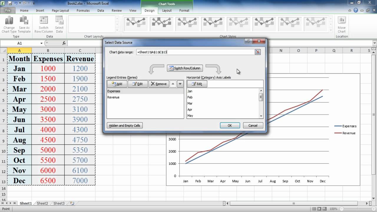 Как создать график в Excel